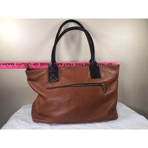 VALENTINA Made in Italy Brown Pebbled Leather Large Tote Bag Satchel
